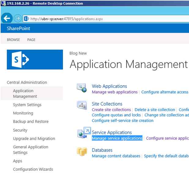 Manage Service Application